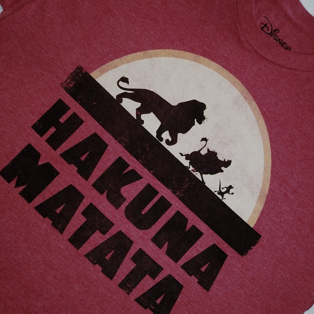 Disney Lion King Hakuna Matata‎ Graphic T Shirt Mens Large Red Short Sleeve L